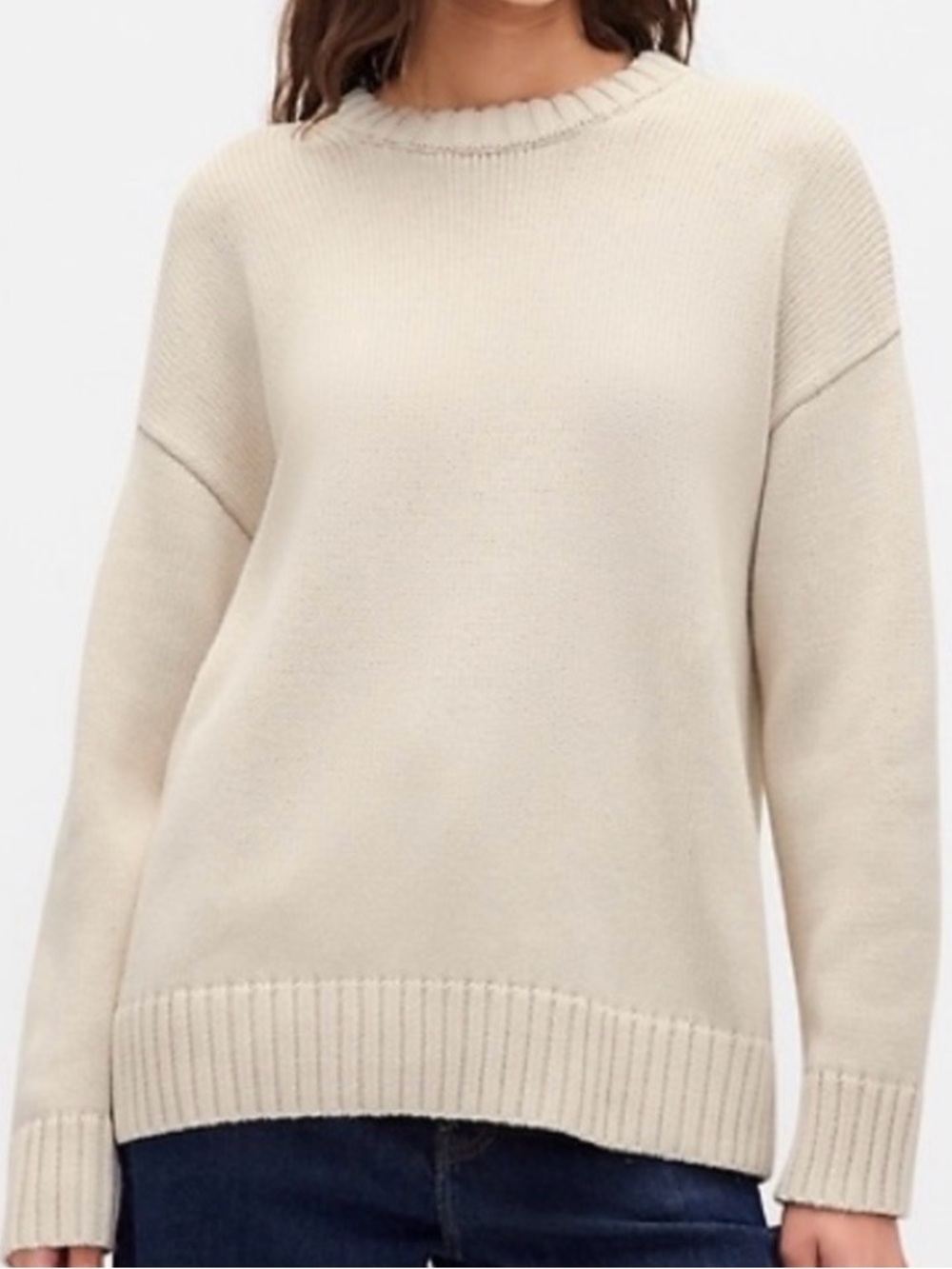 NWT GAP Relaxed Crewneck Sweater - Classic Knit Pullover in Chino Beige Size S